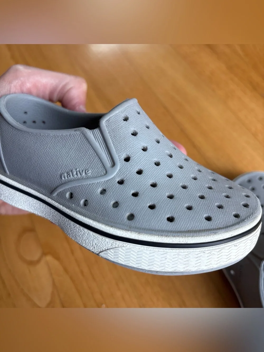 Native Miles Shoes Toddler Grey White Slip-On Unisex Gray Boys Water Size C7 7